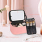 Makeup Bag With LED Mirror, Travel Makeup Bag With 3 Color Setting Light Up Mirror Cosmetic Makeup Organizer Vanity Case for Women Beauty Tools Accessories Rechargeable Makeup Travel Bag - Pink