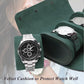 Watch Travel Case, Luxury Leather Watch Roll 2 Slot Organizer Box, Jewelry Storage Case Gifts for Man and Woman Christmas Anniversary Birthday (Green-2slot)