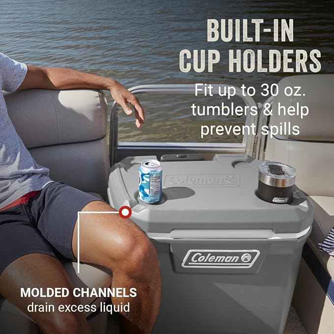 Coleman Classic Series Insulated Portable Rolling Cooler with Wheels, Leak-Resistant Outdoor Hard Cooler Keeps Ice up to 5 Days, 65-Quart