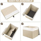 Large 22 Quart Linen Fabric Foldable Storage Bin Cube Organizer Basket with Flip-Top Lid & Handles, Clothes Blanket Box for Home, Office, Closet, Beige & White, 4 Pack 14.6 x 9.5 x 9.5”