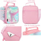 FlowFly Kids Lunch box Insulated Soft Bag Mini Cooler Back to School Thermal Meal Tote Kit for Girls, Boys, Glitter-Unicorn
