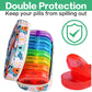 Serfeymi Weekly Travel Pill Organizer 2 Times A Day AM PM Rainbow Pill Box 7 Day with Zipper Canvas Pill Case, Medicine Organizer for Pills, Vitamins, Fish Oils - Purple 01+ Bloom 01