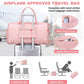 Women Duffle Weekender Travel Bag: Large Duffel Bags with Shoe Compartment Carry On Overnight Tote Bag with Wet Pocket Toiletry Bags Traveling Weekend Gym Yoga Hospital Bag for Labor and Delivery Pink