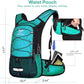 Insulated Hydration Backpack Pack with 3L BPA Free Leak Proof Water Bladder, Large Storage Lightweight Hiking Daypack with Waist Pouches & Cooler Layer, for Running, Biking, Camping, Festival - Roamly