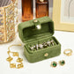 Travel Jewelry Case, Portable Pocket Size Small Plush Velvet Ring Box for Women, Mini Ring Holder and Organizer with 7 slots for purse(Avocado Green)