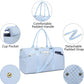 Women Duffle Weekender Travel Bag: Large Duffel Bags with Shoe Compartment Carry On Overnight Tote with Wet Pocket Traveling Weekend Gym Yoga Hospital Bag for Womens Light Blue