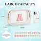 YOOLIFE Initial Make Up Bag Travel Toiletry Bag, Clear Makeup Bag Preppy Cosmetic Bag Clear Makeup Bags With Zipper Girlfriend Teacher 6 Year Old Girl Gifts Daughter Gifts Swim Gifts For Girls White R