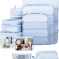 Veken 11 Set Compression Packing Cubes for Travel Essentials,Compressible Expandable Large Luggage Suitcase Organizer Bags for Clothing,Durable Space Saver Storage Bags with Toiletry Bags(Light Blue)