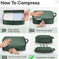 Veken 11 Set Compression Packing Cubes for Travel Essentials,Compressible Expandable Large Luggage Suitcase Organizer Bags for Clothing,Durable Space Saver Storage Bags with Toiletry Bags(Dark Green)