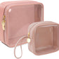 KOTORA TSA Approved Toiletry Bag with Mini Clear Makeup Bag Travel Size Beach Pool Bag Car Accessories for Women Her (B-Clear Pink)