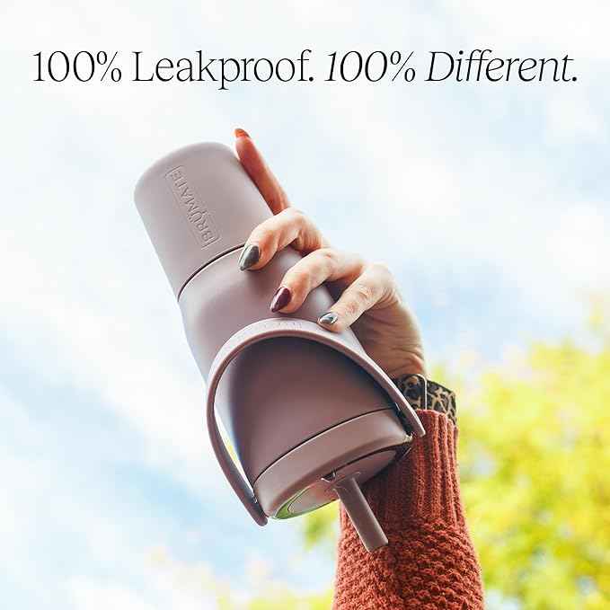 BrüMate Resa 25oz 100% Leakproof Travel Tumbler w/Handle & Straw | Flexible SoftSip Straw | Silicone Sleeve for Durability | Stainless Steel | Cup Holder & Travel Friendly Water Bottle (Dark Aura)