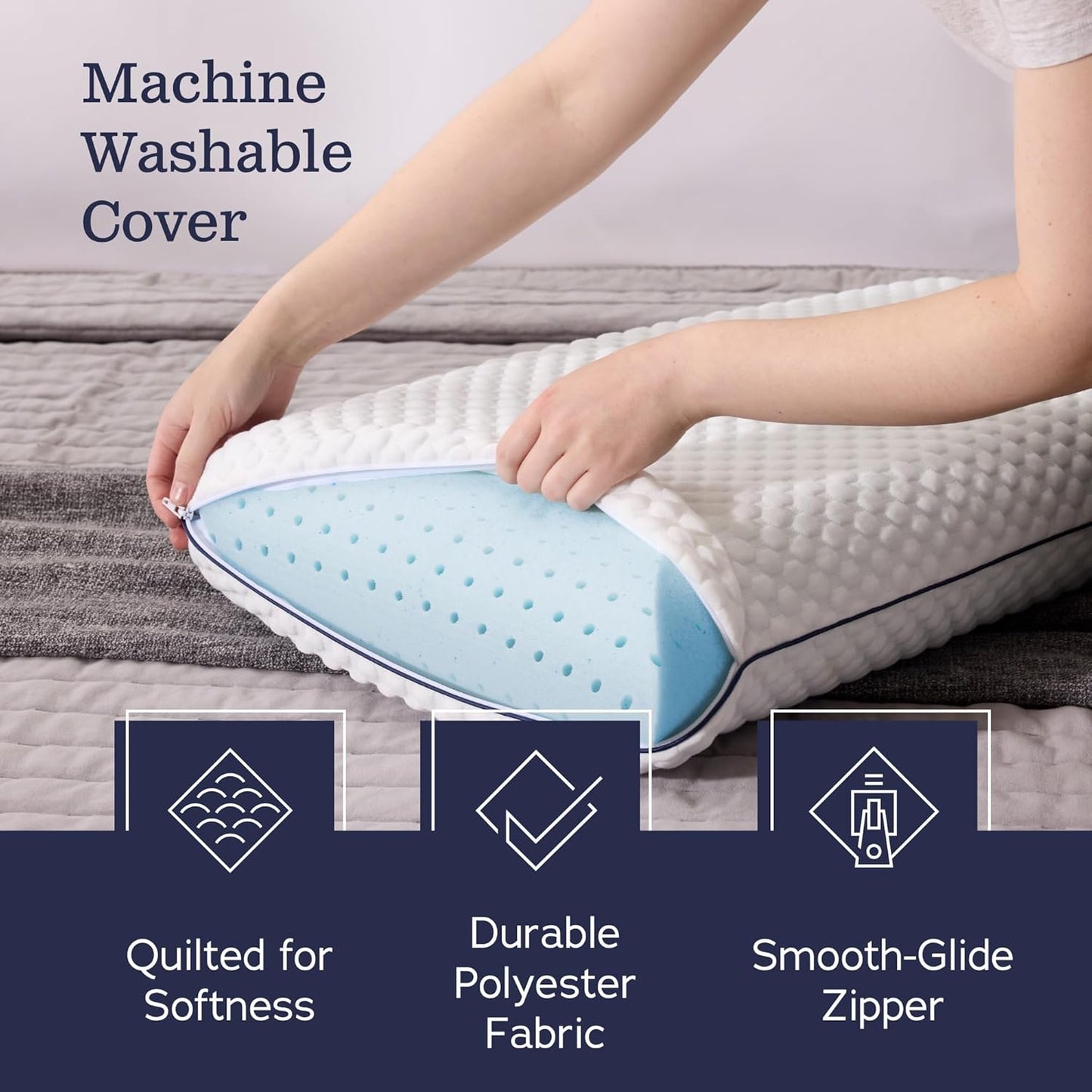 WEEKENDER Gel Memory Foam Pillow - Standard Size - 2-Pack - Medium Plush Feel - Neck & Shoulder Support - For Back, Side, & Stomach Sleepers - Home, Hotel, & Hospital Essentials