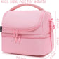 FlowFly Double Decker Cooler Insulated Lunch Bag Large Tote for Boys, Girls, Men, Women, With Adjustable Strap,Pink