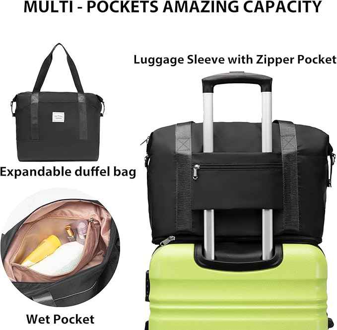 LONG VACATION 6 Piece Luggage Set Carry on Suitcase with ABS+PC hardshell, Spinner Wheels & YKK Zipper TSA Lock (APPLE GREEN, 6 piece set)