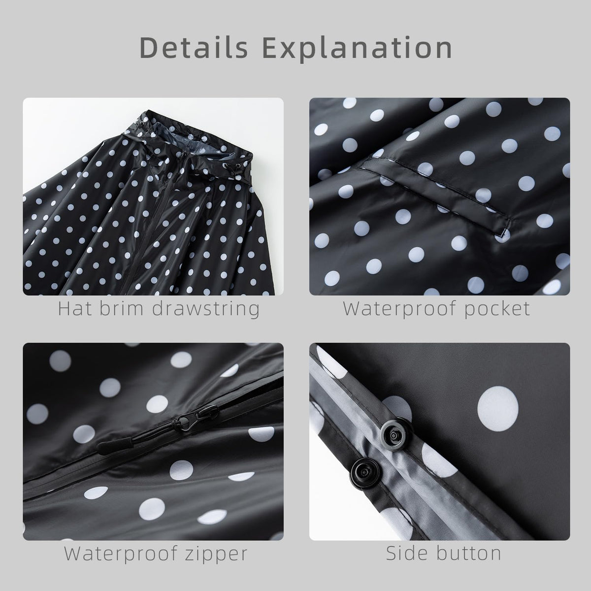 Cloak raincoat Unisex poncho Adult hooded men and women with pockets Mountaineering hiking rainstorm prevention