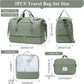 Extra Large Travel Duffle Bag,Carry on Overnight Weekend Bag with Shoes Compartment,Weekender Bags for Women for Travel Business Trips Sport Hospital,3 Pcs Set,Olive Green