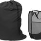 Extra Large Laundry Bag 1 Pack with 1 Pack Pop Up Hamper, Black Travel Laundry Bags 30"x40", Foldable Mesh Laundry Basket, for college dorm and apartment dwellers (2PCS)