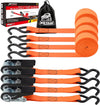 XSTRAP STANDARD Ratchet Tie Down Straps 4 Pk 10 Ft- 300 Lbs Load Cap- 900 Lbs Break Strength-Cargo Straps for UTV, ATV, Pickup,Truck, Moving Appliances, Lawn Equipment, Orange