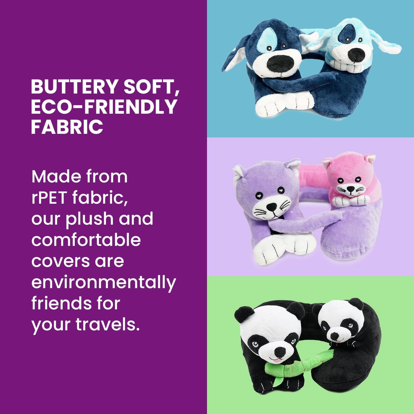 Cabeau Airplane Travel Pillow for Kids – Evolution Kids – Neck Support for Sleeping on Airplanes, Trains, and Cars – Cute, Cozy, and Cuddly Animal Pal for On-The-Go Journeys (Kittens)