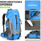 King'sGuard 60L Hiking Backpack Lightweight Camping Backpack with Rain Cover Large Waterproof Packable Outdoor Trekking Travel Backpack for Men Women (Blue) - Roamly