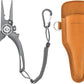 GOMEXUS Titanium Fishing Pliers 7'' with Side Cutters, Lanyard & Leather Sheath, Never Rust Hook Remover, Saltwater Resistant, Inshore & Nearshore Fishing (Straight Nose, 7 INCHES)