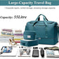 Extra Large Travel Duffle Bag,Carry on Overnight Weekend Bag with Shoes Compartment,Weekender Bags for Women for Travel Business Trips Sport Hospital,3 Pcs Set,Peacock Blue