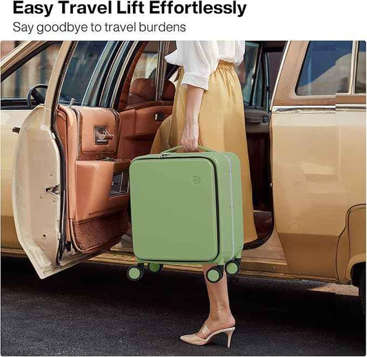 mixi 17x14x9 Carry On Luggage Underseat PC Hard Shell Suitcase Top Opening Aluminum Frame Travel Suitcases with Wheels, Avocado Green