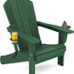 SERWALL Adirondack Chair with Cup Holders - Composite Adirondack Chairs HDPE Outdoor Chairs All Weather Use- Green