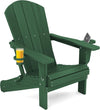 SERWALL Adirondack Chair with Cup Holders - Composite Adirondack Chairs HDPE Outdoor Chairs All Weather Use- Green
