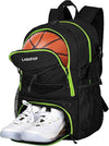 LARIPOP Basketball Bag, Sports Backpack with Ball Holder & Shoe Compartment, Water Resistant Gym Bag for Soccer Volleyball Travel