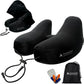 Modern Advantage Inflatable Travel Pillow for Airplanes – Hooded Neck Pillow with Adjustable Support – Comfortable, Compact & Travel-Friendly – Perfect for Sleeping on Long Flights (Black)