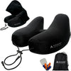 Modern Advantage Inflatable Travel Pillow for Airplanes – Hooded Neck Pillow with Adjustable Support – Comfortable, Compact & Travel-Friendly – Perfect for Sleeping on Long Flights (Black)