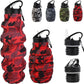 Collapsible Travel Water Bottle, Reuseable Silicone Foldable Water Bottles for Gym Camping Hiking, Portable Leak Proof Sports Water Army camouflage Bottle with rugby grenade Carabiner (Red)