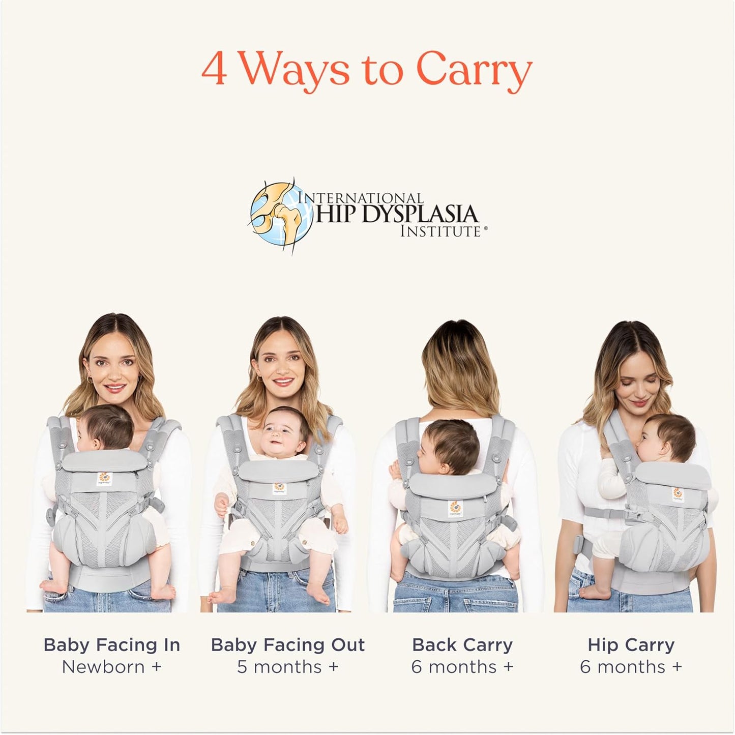 Ergobaby Omni Classic Baby Carrier Newborn to Toddler - Breathable Baby Carriers for Summer - All-Position Carrier with Lumbar Support (7-45 Pounds), Mesh, Natural Beige