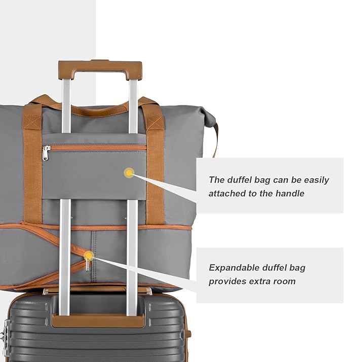 Joyway Carry On Luggage 20 Inch Expandable Suitcase with Spinner Wheel, 3 Piece Hard Shell Luggage Set with TSA Lock(Grey)