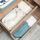 TheWarmHome Fabric Storage Bins Baskets for Organizing,Sturdy Storage Basket W/Handles, Decorative Foldable Storage Baskets for Shelves Closet Nursery Toy (White&Teal, Medium - 3 Pack)