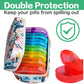 Serfeymi Weekly Travel Pill Organizer 2 Times A Day AM PM Upgraded Rainbow Pill Box 7 Day with Portable Zipper PU Leather Pill Case, Medicine Organizer for Pills, Vitamins, Fish Oils - Floral 03