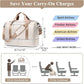 Travel Duffel Bag for Women, Carry-on Overnight Weekender Bags with Wet Pocket & Toiletry Bag, For Spirit Airlines 18x14x8 Personal Item Bag,Small,Beige & Brown