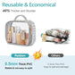 PACKISM TSA Approved Toiletry Bag - 3 Pack Ruched Textured Clear Makeup Bag, Metallic Silver, with 180° Large Opening and Supporting Frame, Perfect for Travel Essentials, Thick No Smell
