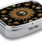 Metal 2 Compartment Pill Organizer Travel Friendly Portable Compact Pill Box Cute Pill Case,for Pocket Wallets Daily Portable Medicine Vitamin Tablet Storage (The Skeleton in The Center)