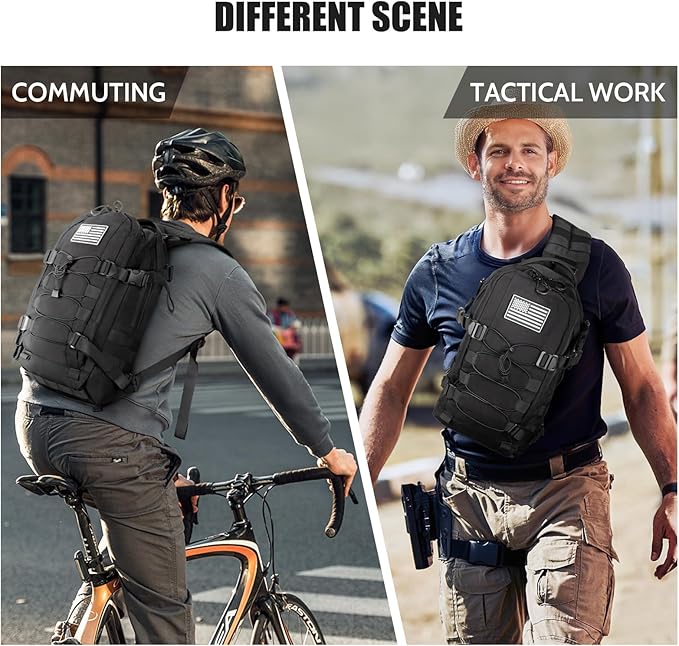 Jueachy Tactical Sling Bag for Men: Everyday Carry Gear 12L EDC CCW Concealed Carry Sling Bag 2-in-1 Shoulder Bag Backpack