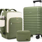 Luggage Sets 3 Piece, Carry On Luggage 20In With Spinner Wheels,PC Hardside Suitcase Set with TSA Lock,Durable Carry On Suitcase With Travel Backpack for Men (Military Green, 3 piece set (BP/20inch))