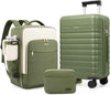 Luggage Sets 3 Piece, Carry On Luggage 20In With Spinner Wheels,PC Hardside Suitcase Set with TSA Lock,Durable Carry On Suitcase With Travel Backpack for Men (Military Green, 3 piece set (BP/20inch))