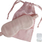 Mulberry Soft Silk Eye Mask for Sleeping with Ear Plugs & Luxury Bag - Cooling Night Eye Covers Sleep Face Mask for Women - Blindfold Travel Eye Mask Blocking Out Light - Pink