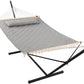 ANOW Double Hammock with Stand 12FT, Heavy Duty Hammocks with Stand for Outdoors, 450 LBS Weight Capacity, Light Gray