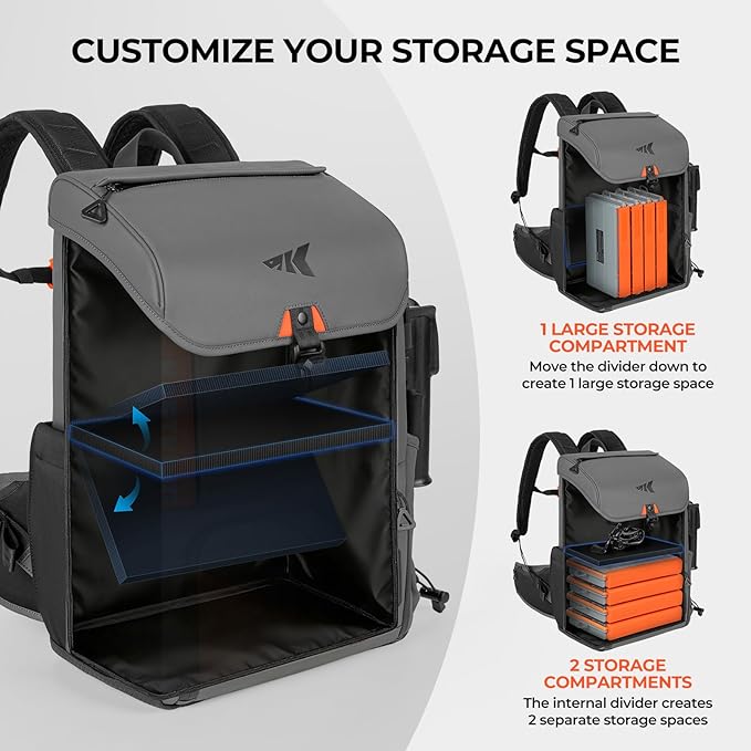 KastKing All Weather Fishing Tackle Backpack with 4 Waterproof Tackle Boxes & Removable Rod Holders,Waterproof ArmorShield Fabric Fishing Bag Storage Fishing Gear