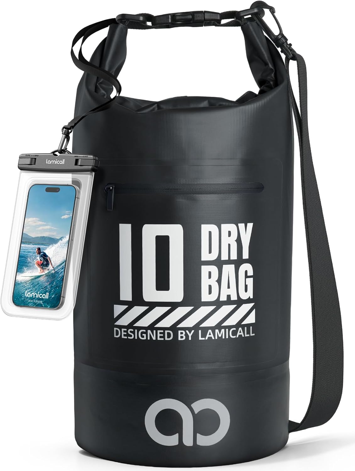 Lamicall Dry Bag Waterproof Backpack - [Zippered Pocket] 5L/10L/20L/30L/40L Roll Top Waterproof Bag with Water Proof Phone Pouch, Floatable Drybag for Swimming, Boating, Kayaking, Camping, Beach