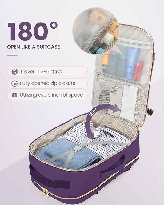 LOVEVOOK Travel Backpack for Women & Men 40L,Airline Approved Carry On Backpack Travel Essentials,TSA Carry on Luggage,Waterproof Personal Item Travel Bag,Suitcase with 3 Packing Cubes,Dark purple