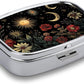 Metal 2 Compartment Pill Organizer Travel Friendly Portable Compact Pill Box Cute Pill Case,for Pocket Wallets Daily Portable Medicine Vitamin Tablet Storage (The Dark Night)
