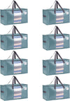 VENO 8 Pack Moving Bags, Comforter and Blanket Storage Bags for Closet, Moving Boxes, Boxes with Lids Alternative, College Dorm Packing Supplies, Foldable Heavy-Duty Tote (Shiny Light Blue, 8 Pack)